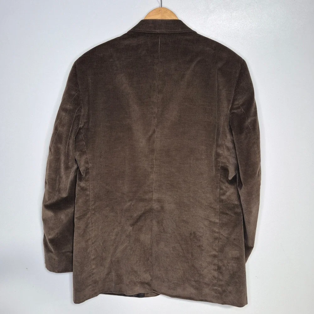 Stafford Essentials Blazer Mens‎ 42R Brown Corduroy Classic Fit Paisley Lining